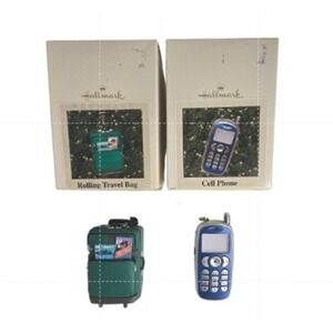 Hallmark Keepsake Ornament Lot 2003 Rolling Travel Bag Cell Phone NIB